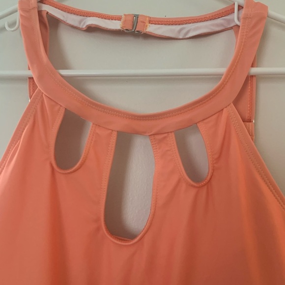 NWT Salmon Size 22-24/3X Bloomchic Bandana Cut Out Halter Swim Dress - Picture 5 of 10
